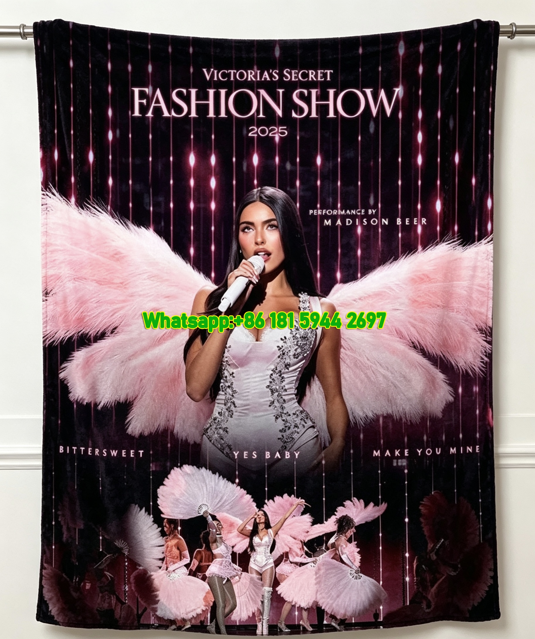 Victoria's Secret Fashion Show 2025 Flannel Fleece Throw Blanket V050